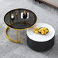 Modern Style Wooden&tempered Glass Top Circular Nested Coffee Table 28"L x 28"W x 17"H + 20"L x 20"W x 12"H Black White Clearhalo 'Coffee & Accent Tables' 'Coffee Tables' 'coffee_tables' 'furn' 'furn_coffee_tables' 'Furniture' 'furniture_coffee_tables' 'Living Room Furniture' 5002014