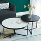 Modern Style Slate Top White/black Metal Craft Round Coffee Table 24"L x 24"W x 14"H + 18"L x 18"W x 18"H Black White Black Clearhalo 'Coffee & Accent Tables' 'Coffee Tables' 'coffee_tables' 'furn' 'furn_coffee_tables' 'Furniture' 'Living Room Furniture' 5002036_a8c99a2b-91b3-4712-ba13-0798b251920d