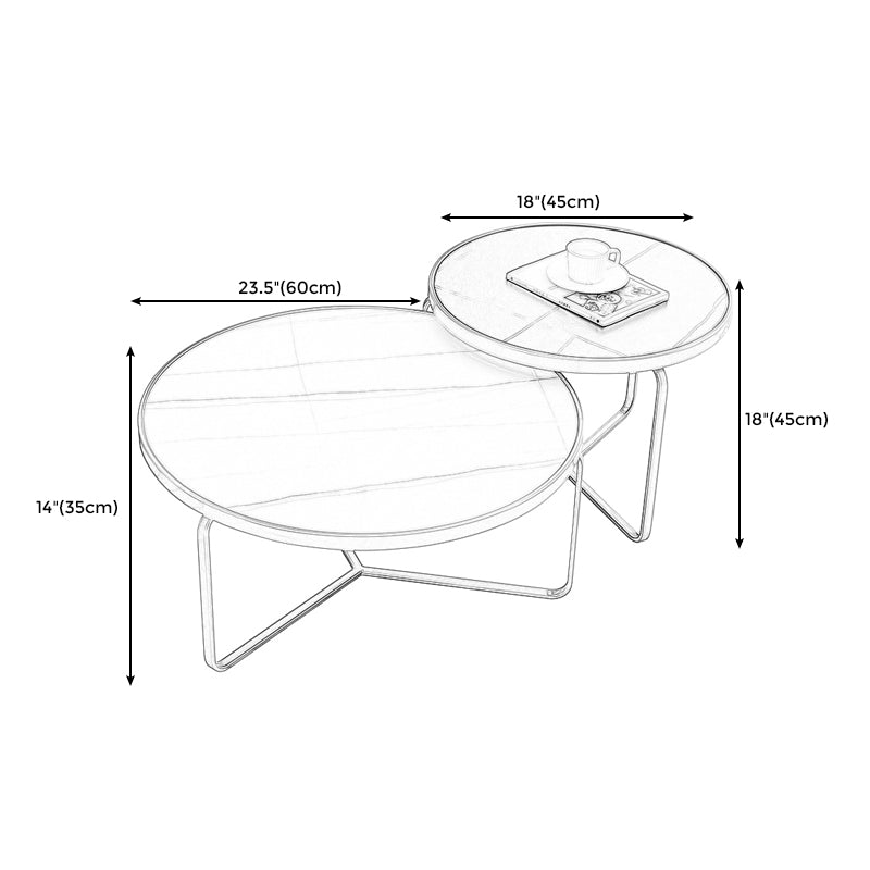 Modern Style Slate Top White/black Metal Craft Round Coffee Table Clearhalo 'Coffee & Accent Tables' 'Coffee Tables' 'coffee_tables' 'furn' 'furn_coffee_tables' 'Furniture' 'Living Room Furniture' 5002037_c4ab7068-412b-4aac-9548-45157c76920e