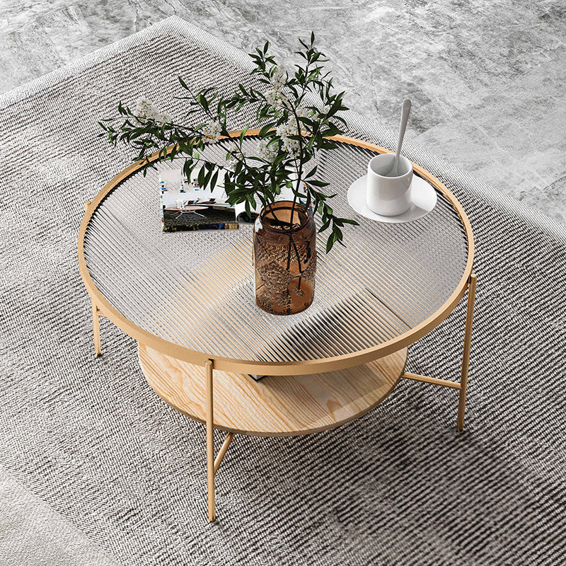 Gold/Black Metal 4 Legs 1 Coffee Table Modern Glass Top Table Natural Gold Clearhalo 'Coffee & Accent Tables' 'Coffee Tables' 'coffee_tables' 'furn' 'furn_coffee_tables' 'Furniture' 'furniture_coffee_tables' 'Living Room Furniture' 5002055