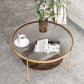 Gold/Black Metal 4 Legs 1 Coffee Table Modern Glass Top Table Walnut Gold Clearhalo 'Coffee & Accent Tables' 'Coffee Tables' 'coffee_tables' 'furn' 'furn_coffee_tables' 'Furniture' 'furniture_coffee_tables' 'Living Room Furniture' 5002056