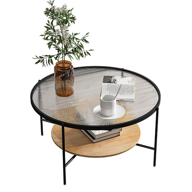 Gold/Black Metal 4 Legs 1 Coffee Table Modern Glass Top Table Clearhalo 'Coffee & Accent Tables' 'Coffee Tables' 'coffee_tables' 'furn' 'furn_coffee_tables' 'Furniture' 'furniture_coffee_tables' 'Living Room Furniture' 5002058