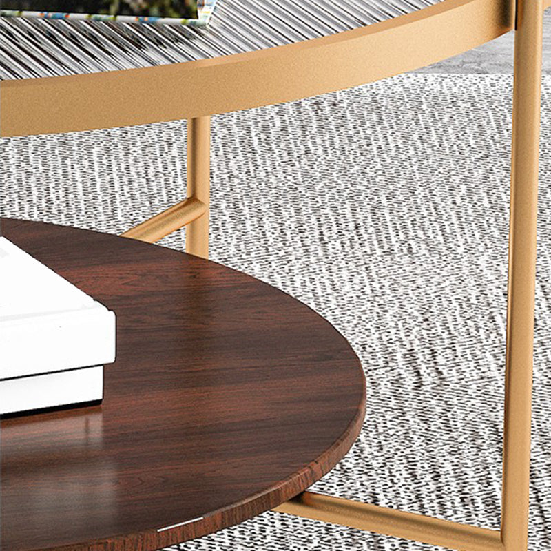 Gold/Black Metal 4 Legs 1 Coffee Table Modern Glass Top Table Clearhalo 'Coffee & Accent Tables' 'Coffee Tables' 'coffee_tables' 'furn' 'furn_coffee_tables' 'Furniture' 'furniture_coffee_tables' 'Living Room Furniture' 5002060