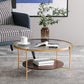 Gold/Black Metal 4 Legs 1 Coffee Table Modern Glass Top Table Clearhalo 'Coffee & Accent Tables' 'Coffee Tables' 'coffee_tables' 'furn' 'furn_coffee_tables' 'Furniture' 'furniture_coffee_tables' 'Living Room Furniture' 5002062