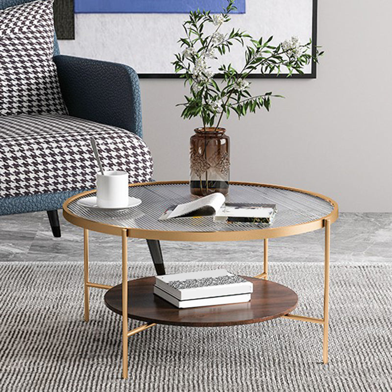 Gold/Black Metal 4 Legs 1 Coffee Table Modern Glass Top Table Clearhalo 'Coffee & Accent Tables' 'Coffee Tables' 'coffee_tables' 'furn' 'furn_coffee_tables' 'Furniture' 'furniture_coffee_tables' 'Living Room Furniture' 5002062