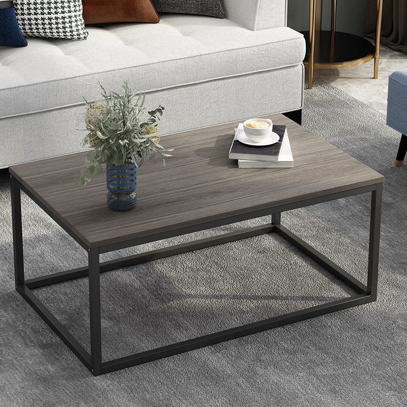 Modern Rectangular Steel Frame Coffee Table Black Cocktail Table Black Gray Clearhalo 'Coffee & Accent Tables' 'Coffee Tables' 'coffee_tables' 'furn' 'furn_coffee_tables' 'Furniture' 'furniture_coffee_tables' 'Living Room Furniture' 5002068