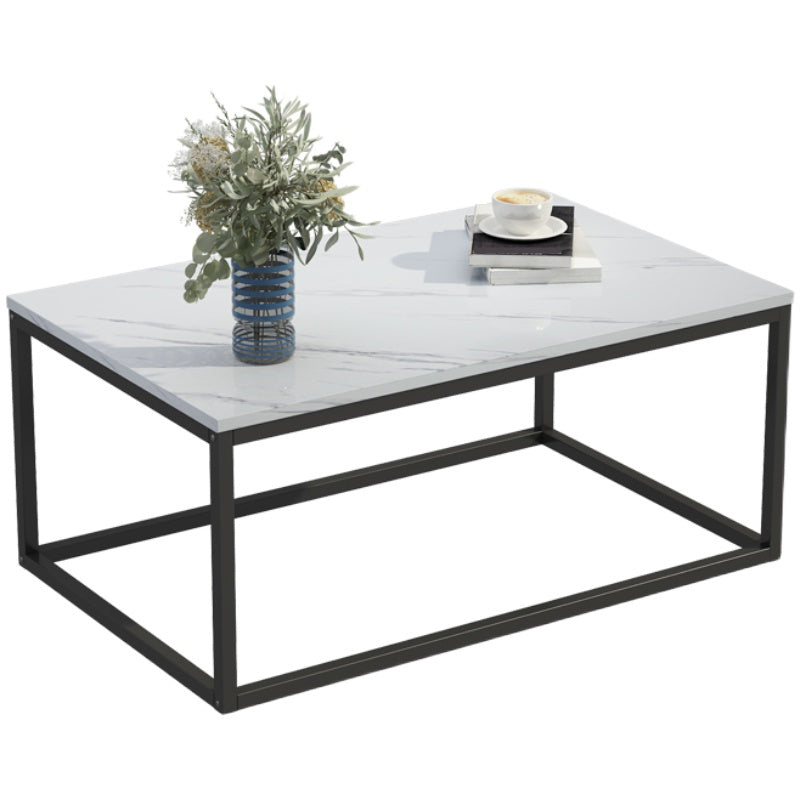 Modern Rectangular Steel Frame Coffee Table Black Cocktail Table Clearhalo 'Coffee & Accent Tables' 'Coffee Tables' 'coffee_tables' 'furn' 'furn_coffee_tables' 'Furniture' 'furniture_coffee_tables' 'Living Room Furniture' 5002072