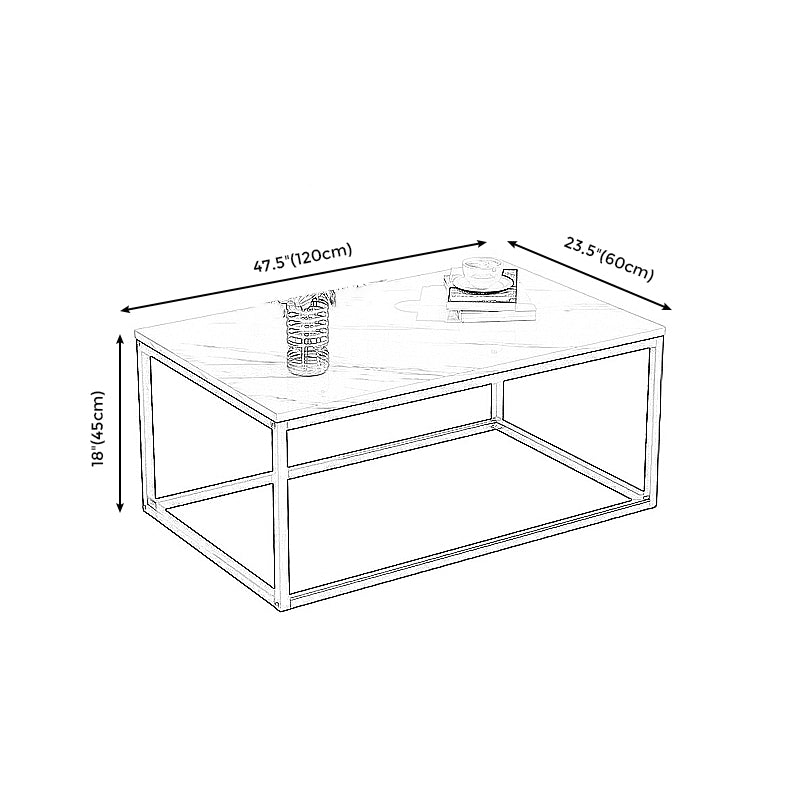 Modern Rectangular Steel Frame Coffee Table Black Cocktail Table Clearhalo 'Coffee & Accent Tables' 'Coffee Tables' 'coffee_tables' 'furn' 'furn_coffee_tables' 'Furniture' 'furniture_coffee_tables' 'Living Room Furniture' 5002077