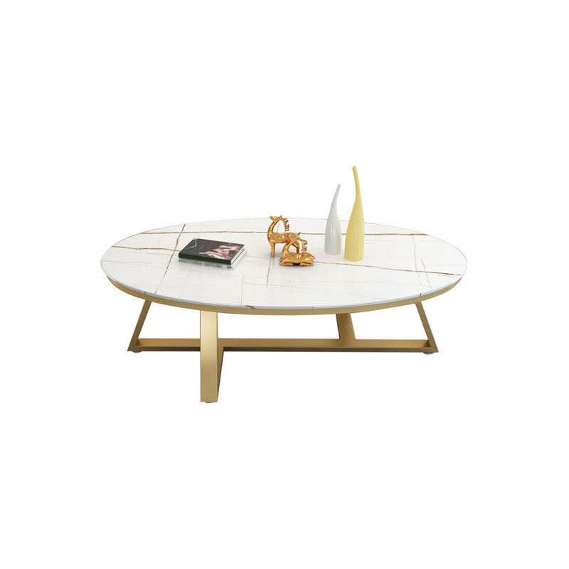 Faux Marble and Stone Coffee Table Cross Legs Cocktail Table Gold White Gold Clearhalo 'Coffee & Accent Tables' 'Coffee Tables' 'coffee_tables' 'furn' 'furn_coffee_tables' 'Furniture' 'furniture_coffee_tables' 'Living Room Furniture' 5002097