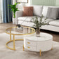 Modern Wooden 4 Legs 2 Coffee Table with Storage Round Table White-Clear Gold Clearhalo 'Coffee & Accent Tables' 'Coffee Tables' 'coffee_tables' 'Furniture' 'furniture_coffee_tables' 'Living Room Furniture' 5002106