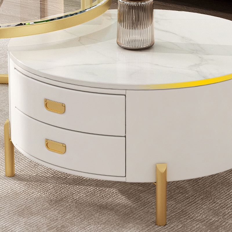 Modern Wooden 4 Legs 2 Coffee Table with Storage Round Table Clearhalo 'Coffee & Accent Tables' 'Coffee Tables' 'coffee_tables' 'Furniture' 'furniture_coffee_tables' 'Living Room Furniture' 5002115