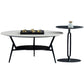 Modern Slate Trestle Coffee Table with Storage Round Cocktail Table in Grey Clearhalo 'Coffee & Accent Tables' 'Coffee Tables' 'coffee_tables' 'furn' 'furn_coffee_tables' 'Furniture' 'furniture_coffee_tables' 'Living Room Furniture' 5002158