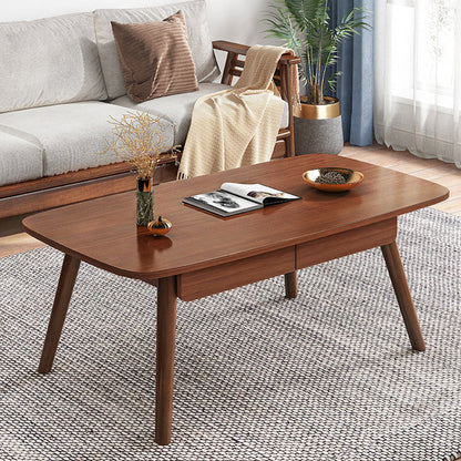 Modern 4 Legs Cocktail Table Rectangular Coffee Table with Drawers Walnut Clearhalo 'Coffee & Accent Tables' 'Coffee Tables' 'coffee_tables' 'furn' 'furn_coffee_tables' 'Furniture' 'furniture_coffee_tables' 'Living Room Furniture' 5002168