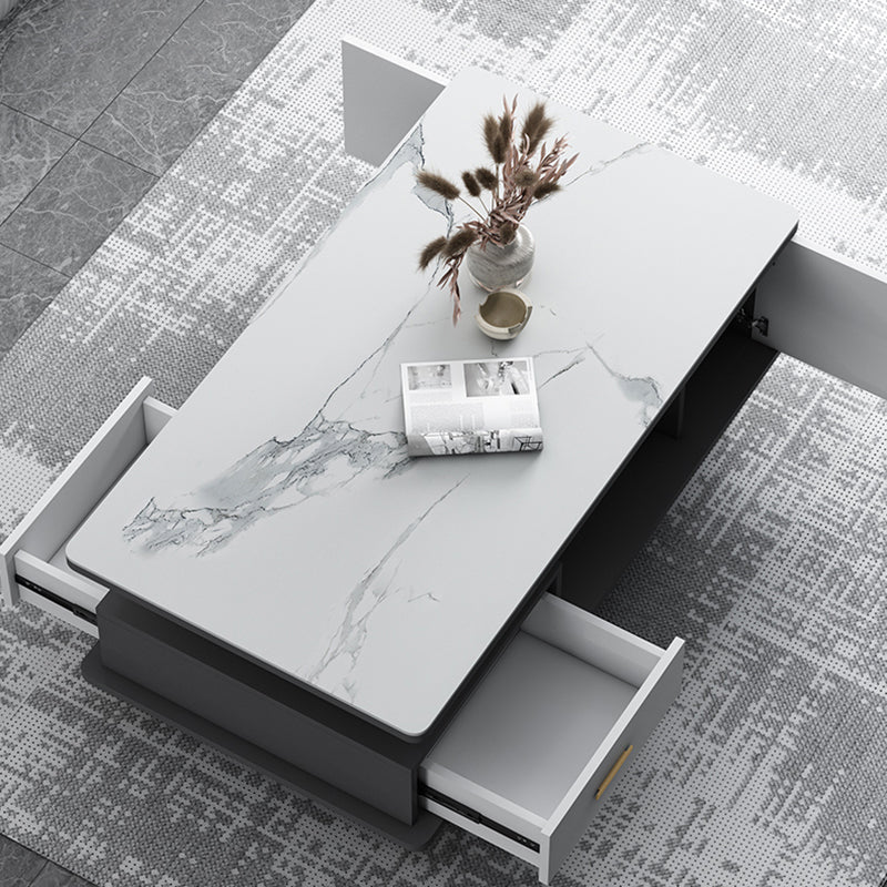 4 Legs Base Design Wood-based Material Square Grey/white Coffee Table Clearhalo 'Coffee & Accent Tables' 'Coffee Tables' 'coffee_tables' 'furn' 'furn_coffee_tables' 'Furniture' 'furniture_coffee_tables' 'Living Room Furniture' 5002179