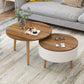 Round Solid Wood 3 Legs Coffee Table with Storage Drawers Modern Cocktail Table Walnut White Clearhalo 'Coffee & Accent Tables' 'Coffee Tables' 'coffee_tables' 'furn' 'furn_coffee_tables' 'Furniture' 'furniture_coffee_tables' 'Living Room Furniture' 5002203
