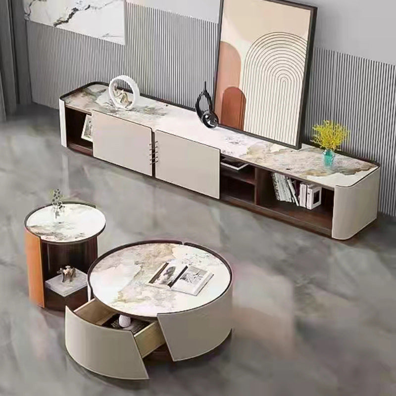 Modern Drum-shaped Base Design Wood with Storage Space Coffee Table Clearhalo 'Coffee & Accent Tables' 'Coffee Tables' 'coffee_tables' 'furn' 'furn_coffee_tables' 'Furniture' 'furniture_coffee_tables' 'Living Room Furniture' 5002219