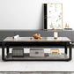 Table basse rectangulaire blanche et noire en faux marbre, base carrée à 4 pieds, style moderne