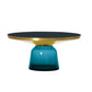 Pedestal 1 Single Coffee Table Metal and Glass Statement Cocktail Table 30"L x 30"W x 14"H Blue Clearhalo 'Coffee & Accent Tables' 'Coffee Tables' 'coffee_tables' 'furn' 'furn_coffee_tables' 'Furniture' 'furniture_coffee_tables' 'Living Room Furniture' 5002247