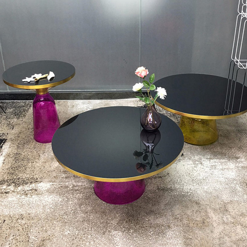 Pedestal 1 Single Coffee Table Metal and Glass Statement Cocktail Table Clearhalo 'Coffee & Accent Tables' 'Coffee Tables' 'coffee_tables' 'furn' 'furn_coffee_tables' 'Furniture' 'furniture_coffee_tables' 'Living Room Furniture' 5002257