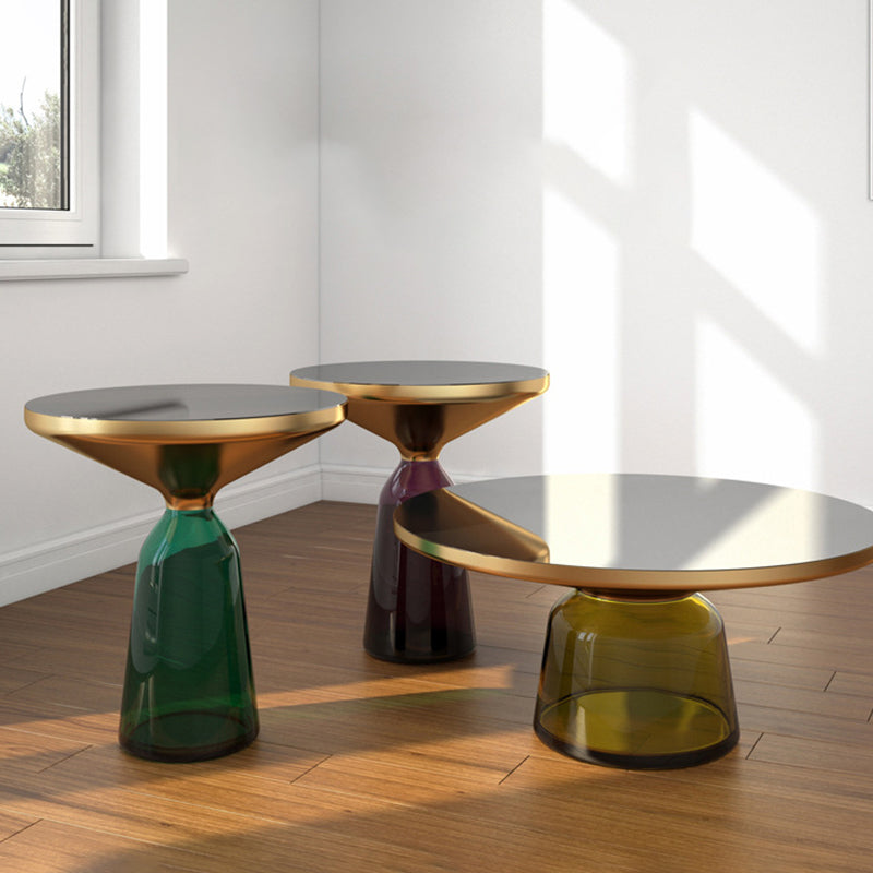 Pedestal 1 Single Coffee Table Metal and Glass Statement Cocktail Table Clearhalo 'Coffee & Accent Tables' 'Coffee Tables' 'coffee_tables' 'furn' 'furn_coffee_tables' 'Furniture' 'furniture_coffee_tables' 'Living Room Furniture' 5002262