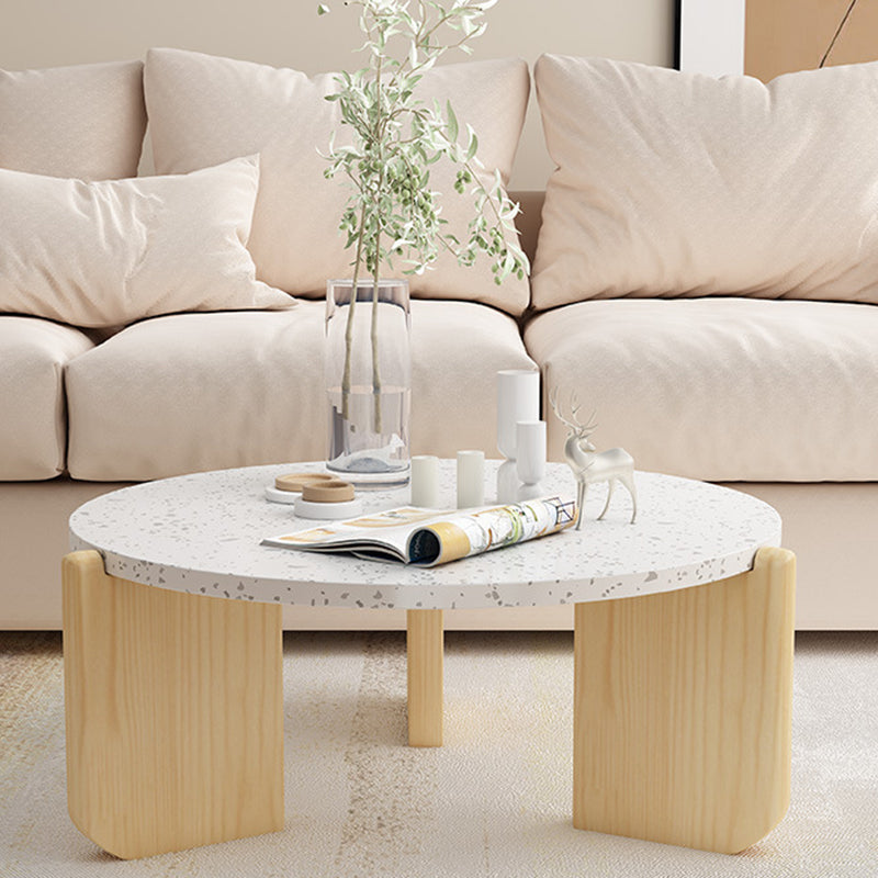 Modern Coffee Table Wooden 3 Legs Cocktail Table for Living Room Marble Clearhalo 'Coffee & Accent Tables' 'Coffee Tables' 'coffee_tables' 'Furniture' 'furniture_coffee_tables' 'Living Room Furniture' 5002266