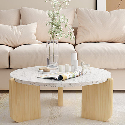 Modern Coffee Table Wooden 3 Legs Cocktail Table for Living Room Marble Clearhalo 'Coffee & Accent Tables' 'Coffee Tables' 'coffee_tables' 'Furniture' 'furniture_coffee_tables' 'Living Room Furniture' 5002266
