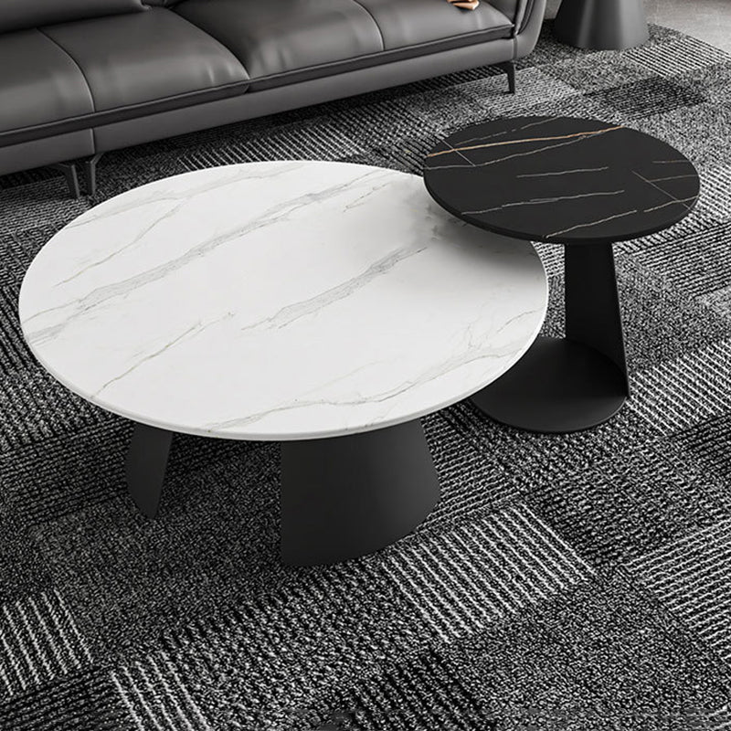 Contemporary Coffee Table Round Faux Marble Cocktail Table Clearhalo 'Coffee & Accent Tables' 'Coffee Tables' 'coffee_tables' 'furn' 'furn_coffee_tables' 'Furniture' 'furniture_coffee_tables' 'Living Room Furniture' 5002282