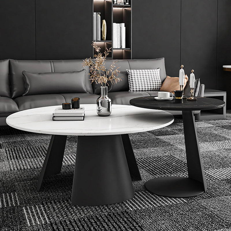 Contemporary Coffee Table Round Faux Marble Cocktail Table Clearhalo 'Coffee & Accent Tables' 'Coffee Tables' 'coffee_tables' 'furn' 'furn_coffee_tables' 'Furniture' 'furniture_coffee_tables' 'Living Room Furniture' 5002287