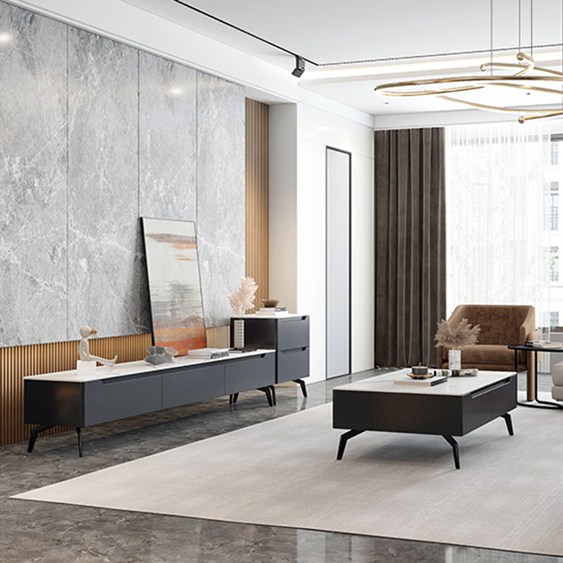 Rectangular Slate Top Coffee Table with 4 Drawers Metal 4 Legs Cocktail Table Clearhalo 'Coffee & Accent Tables' 'Coffee Tables' 'coffee_tables' 'furn' 'furn_coffee_tables' 'Furniture' 'furniture_coffee_tables' 'Living Room Furniture' 5002307