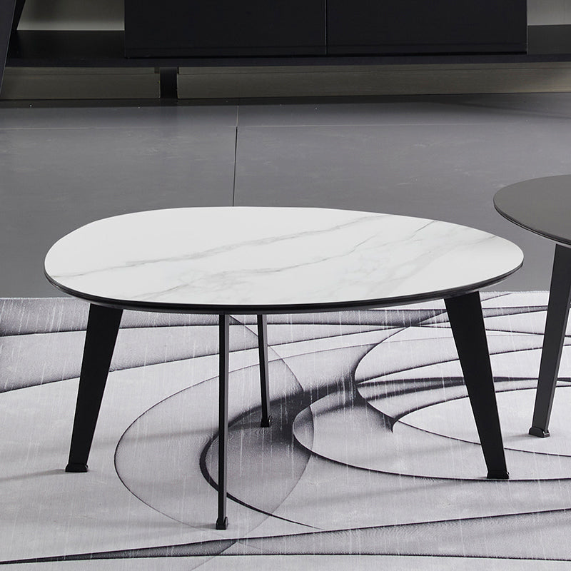 Contemporary White/Grey Free Shape Coffee Table with Metal Base Clearhalo 'Coffee & Accent Tables' 'Coffee Tables' 'coffee_tables' 'furn' 'furn_coffee_tables' 'Furniture' 'furniture_coffee_tables' 'Living Room Furniture' 5002314