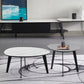 Contemporary White/Grey Free Shape Coffee Table with Metal Base 31.5"L x 27.5"W x 16"H + 24"L x 20"W x 18"H White Grey Clearhalo 'Coffee & Accent Tables' 'Coffee Tables' 'coffee_tables' 'furn' 'furn_coffee_tables' 'Furniture' 'furniture_coffee_tables' 'Living Room Furniture' 5002318