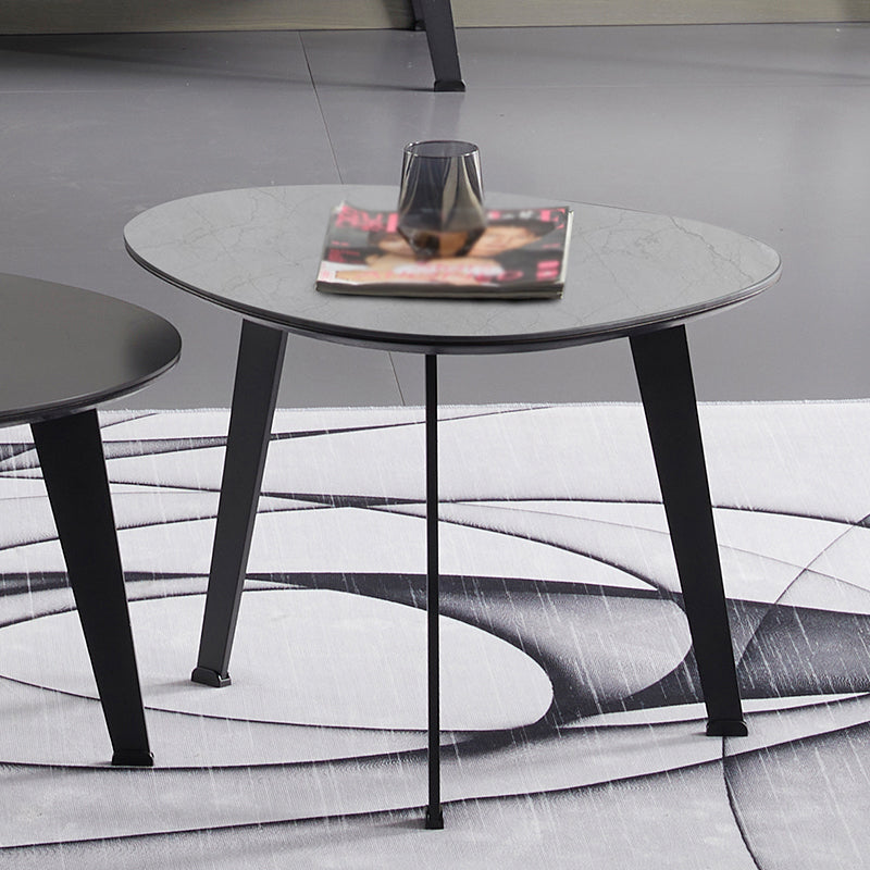 Contemporary White/Grey Free Shape Coffee Table with Metal Base Clearhalo 'Coffee & Accent Tables' 'Coffee Tables' 'coffee_tables' 'furn' 'furn_coffee_tables' 'Furniture' 'furniture_coffee_tables' 'Living Room Furniture' 5002320