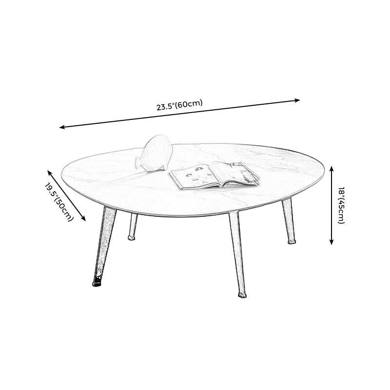 Contemporary White/Grey Free Shape Coffee Table with Metal Base Clearhalo 'Coffee & Accent Tables' 'Coffee Tables' 'coffee_tables' 'furn' 'furn_coffee_tables' 'Furniture' 'furniture_coffee_tables' 'Living Room Furniture' 5002337