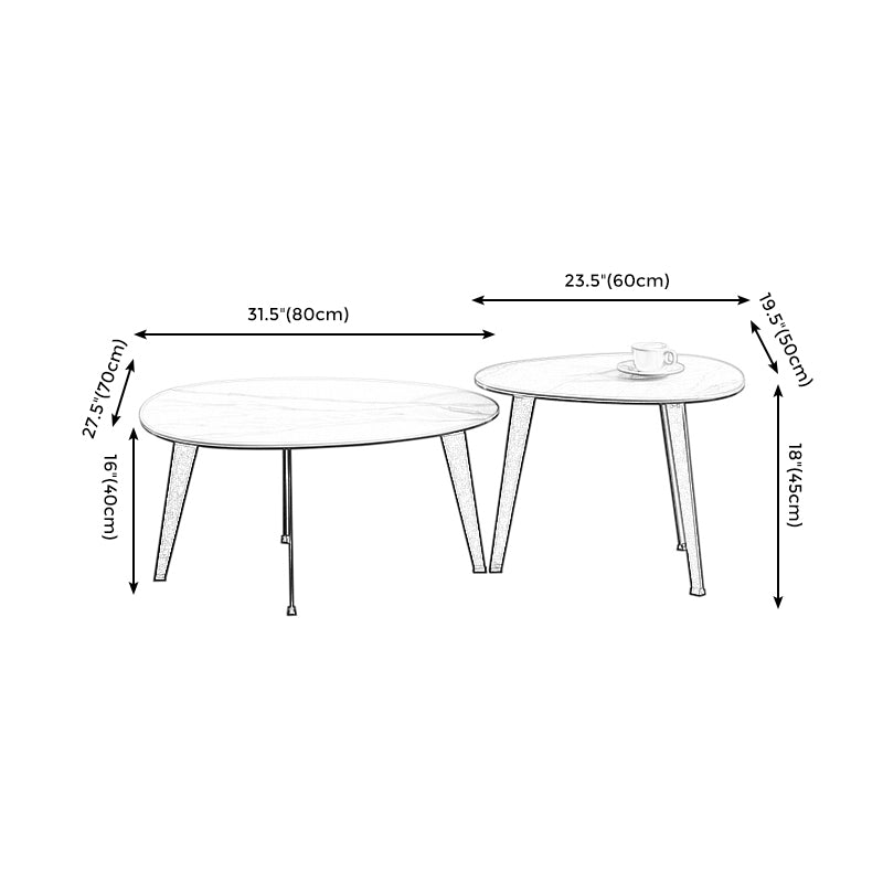 Contemporary White/Grey Free Shape Coffee Table with Metal Base Clearhalo 'Coffee & Accent Tables' 'Coffee Tables' 'coffee_tables' 'furn' 'furn_coffee_tables' 'Furniture' 'furniture_coffee_tables' 'Living Room Furniture' 5002338