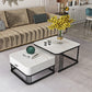 Square Slate Top Coffee Table with Drawers Frame Base 2 Nestling Cocktail Table White Gold Clearhalo 'Coffee & Accent Tables' 'Coffee Tables' 'coffee_tables' 'furn' 'furn_coffee_tables' 'Furniture' 'furniture_coffee_tables' 'Living Room Furniture' 5002367