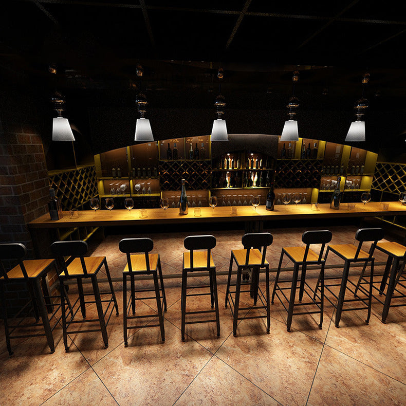 Pine Wood Bar Table Rectangle Industrial Bar Dining Table with Trestle Base Clearhalo 'Bar Furniture' 'Bar Tables' 'bar_tables' 'furn' 'furn_bar_tables' 'Furniture' 'furniture_bar_tables' 'Kitchen & Dining Furniture' 5002392
