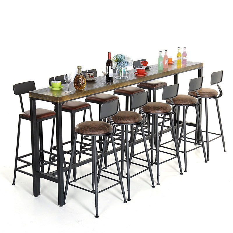 Pine Wood Bar Table Rectangle Industrial Bar Dining Table with Trestle Base Without Chairs Clearhalo 'Bar Furniture' 'Bar Tables' 'bar_tables' 'furn' 'furn_bar_tables' 'Furniture' 'furniture_bar_tables' 'Kitchen & Dining Furniture' 5002393