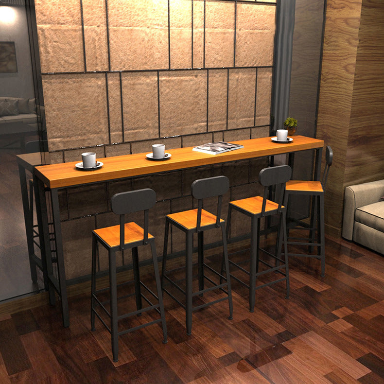 Pine Wood Bar Table Rectangle Industrial Bar Dining Table with Trestle Base Clearhalo 'Bar Furniture' 'Bar Tables' 'bar_tables' 'furn' 'furn_bar_tables' 'Furniture' 'furniture_bar_tables' 'Kitchen & Dining Furniture' 5002397