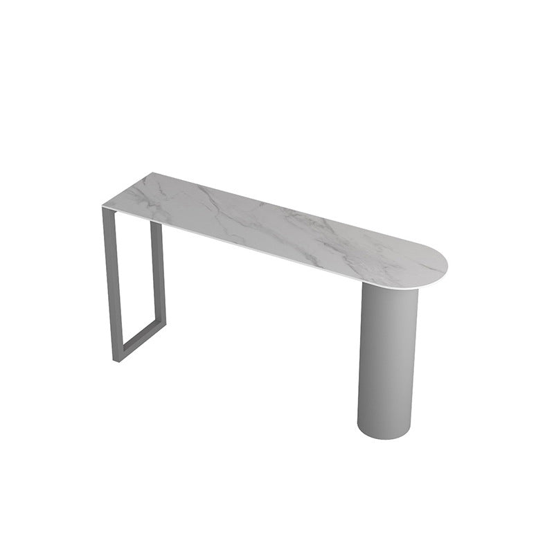Stone Counter Table Iron Base 42-inch Height Contemporary Bar Table for Island Clearhalo 'Bar Furniture' 'Bar Tables' 'bar_tables' 'furn' 'furn_bar_tables' 'Furniture' 'furniture_bar_tables' 'Kitchen & Dining Furniture' 5002421