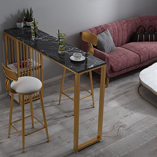 Modern Bar Table 42-inch Height Artificial Marble Top Bistro Table Clearhalo 'Bar Furniture' 'Bar Tables' 'bar_tables' 'furn' 'furn_bar_tables' 'Furniture' 'furniture_bar_tables' 'Kitchen & Dining Furniture' 5002451