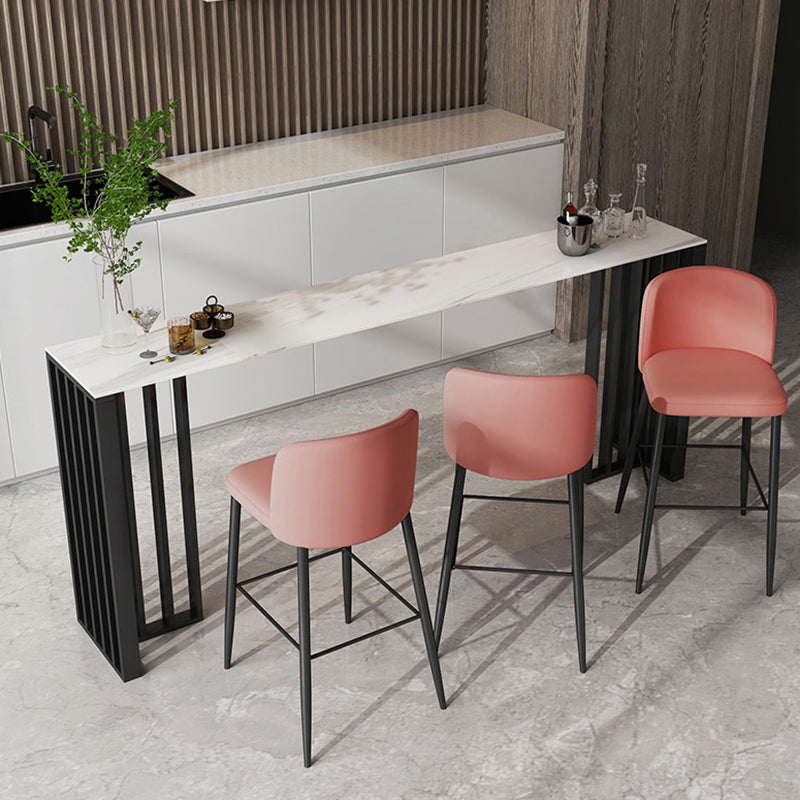 Industrial Style Bar Table Stone 42-inch Height Pub Table for Living Room 70.9"L x 15.7"W x 41.3"H White Without Chairs Clearhalo 'Bar Furniture' 'Bar Tables' 'bar_tables' 'furn' 'furn_bar_tables' 'Furniture' 'furniture_bar_tables' 'Kitchen & Dining Furniture' 5002457