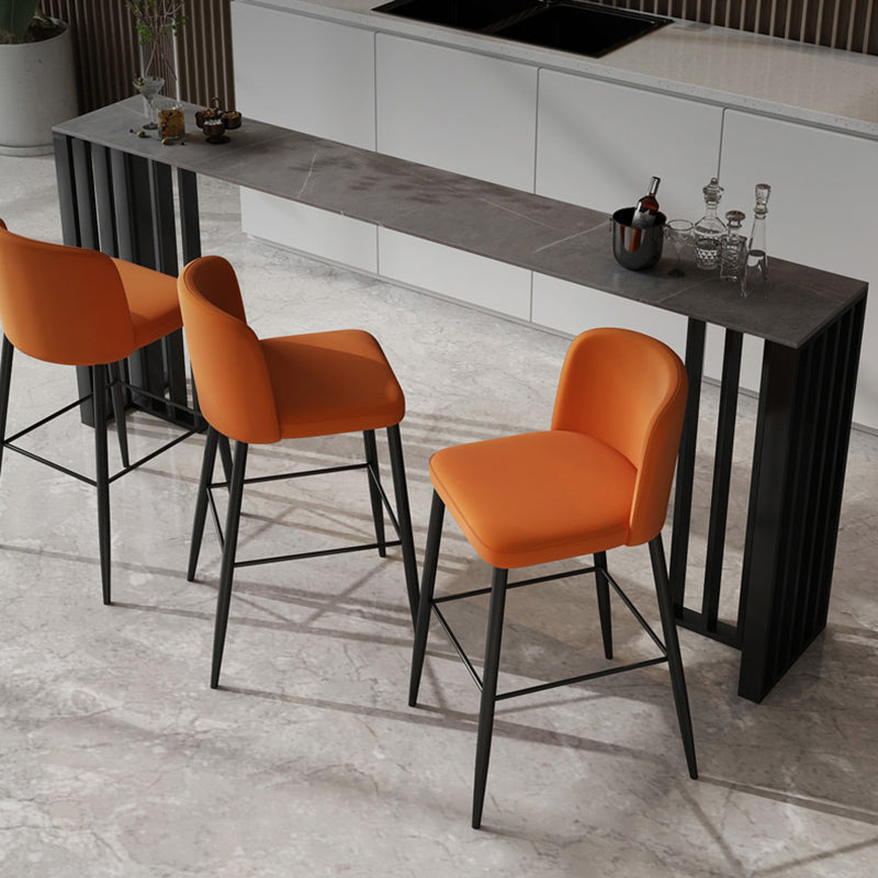 Industrial Style Bar Table Stone 42-inch Height Pub Table for Living Room 70.9"L x 15.7"W x 41.3"H Gray Without Chairs Clearhalo 'Bar Furniture' 'Bar Tables' 'bar_tables' 'furn' 'furn_bar_tables' 'Furniture' 'furniture_bar_tables' 'Kitchen & Dining Furniture' 5002461