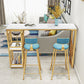 Marble Indoor Bistro Bar Table Storage Fixed Table Counter Wine Table with Storage 78.7"L x 15.7"W x 41.3"H Without Chairs Clearhalo 'Bar Furniture' 'Bar Tables' 'bar_tables' 'furn' 'furn_bar_tables' 'Furniture' 'furniture_bar_tables' 'Kitchen & Dining Furniture' 5002478