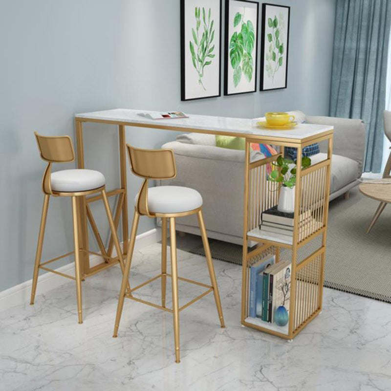 Nordic Bar Table Artificial Marble Top Pub Table with Cabinet for Dining Room 70.9"L x 15.7"W x 41.3"H White Without Chairs Clearhalo 'Bar Furniture' 'Bar Tables' 'bar_tables' 'furn' 'furn_bar_tables' 'Furniture' 'furniture_bar_tables' 'Kitchen & Dining Furniture' 5002500