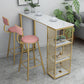 Nordic Bar Table Artificial Marble Top Pub Table with Cabinet for Dining Room 63"L x 15.7"W x 41.3"H White Without Chairs Clearhalo 'Bar Furniture' 'Bar Tables' 'bar_tables' 'furn' 'furn_bar_tables' 'Furniture' 'furniture_bar_tables' 'Kitchen & Dining Furniture' 5002501