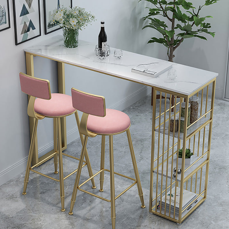 Nordic Bar Table Artificial Marble Top Pub Table with Cabinet for Dining Room Clearhalo 'Bar Furniture' 'Bar Tables' 'bar_tables' 'furn' 'furn_bar_tables' 'Furniture' 'furniture_bar_tables' 'Kitchen & Dining Furniture' 5002508