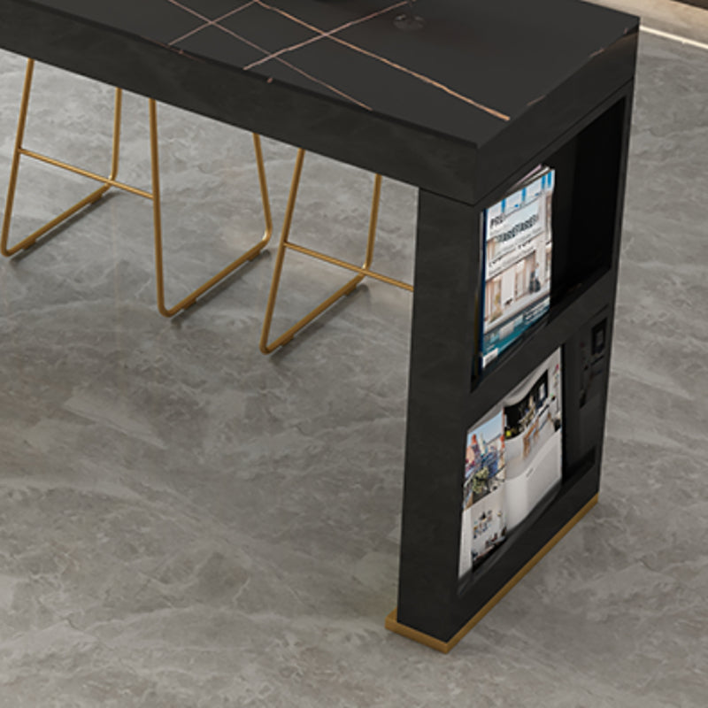 Dining Room Bistro Bar Height Cocktail Table Double pedestal Stone Counter Table Clearhalo 'Bar Furniture' 'Bar Tables' 'bar_tables' 'furn' 'furn_bar_tables' 'Furniture' 'furniture_bar_tables' 'Kitchen & Dining Furniture' 5002524