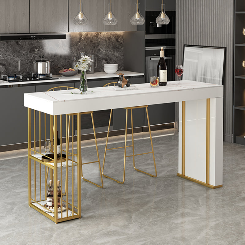 Dining Room Bistro Bar Height Cocktail Table Double pedestal Stone Counter Table Clearhalo 'Bar Furniture' 'Bar Tables' 'bar_tables' 'furn' 'furn_bar_tables' 'Furniture' 'furniture_bar_tables' 'Kitchen & Dining Furniture' 5002530