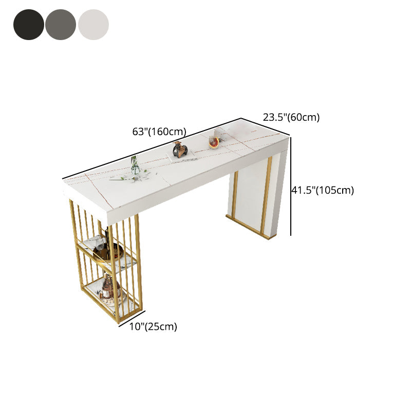 Dining Room Bistro Bar Height Cocktail Table Double pedestal Stone Counter Table Clearhalo 'Bar Furniture' 'Bar Tables' 'bar_tables' 'furn' 'furn_bar_tables' 'Furniture' 'furniture_bar_tables' 'Kitchen & Dining Furniture' 5002536