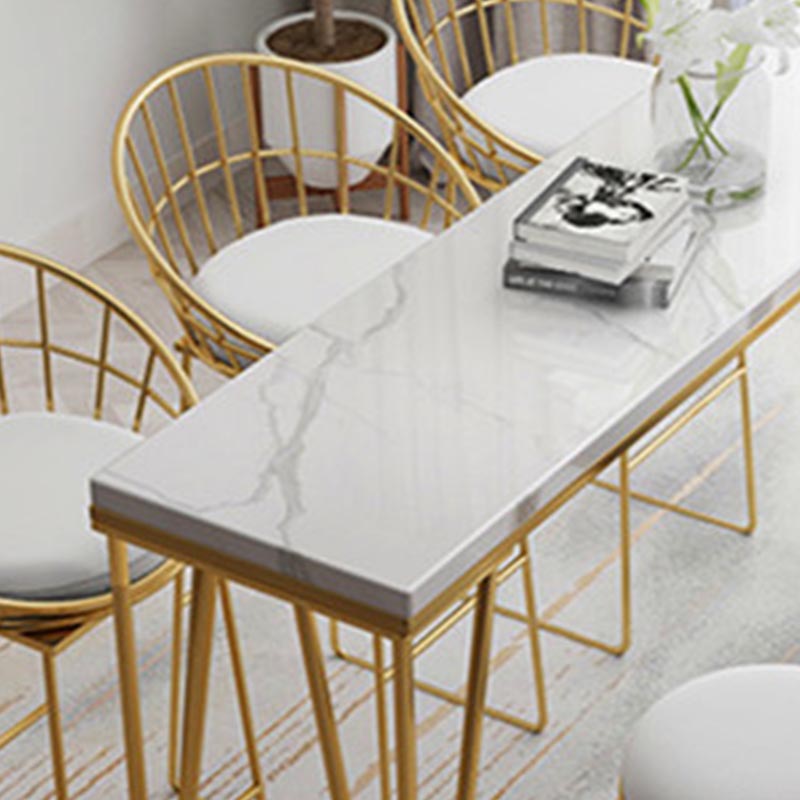 Contemporary Indoor Counter Height Dining Table Marble Rectangle White Bistro Table Clearhalo 'Bar Furniture' 'Bar Tables' 'bar_tables' 'furn' 'furn_bar_tables' 'Furniture' 'furniture_bar_tables' 'Kitchen & Dining Furniture' 5002558